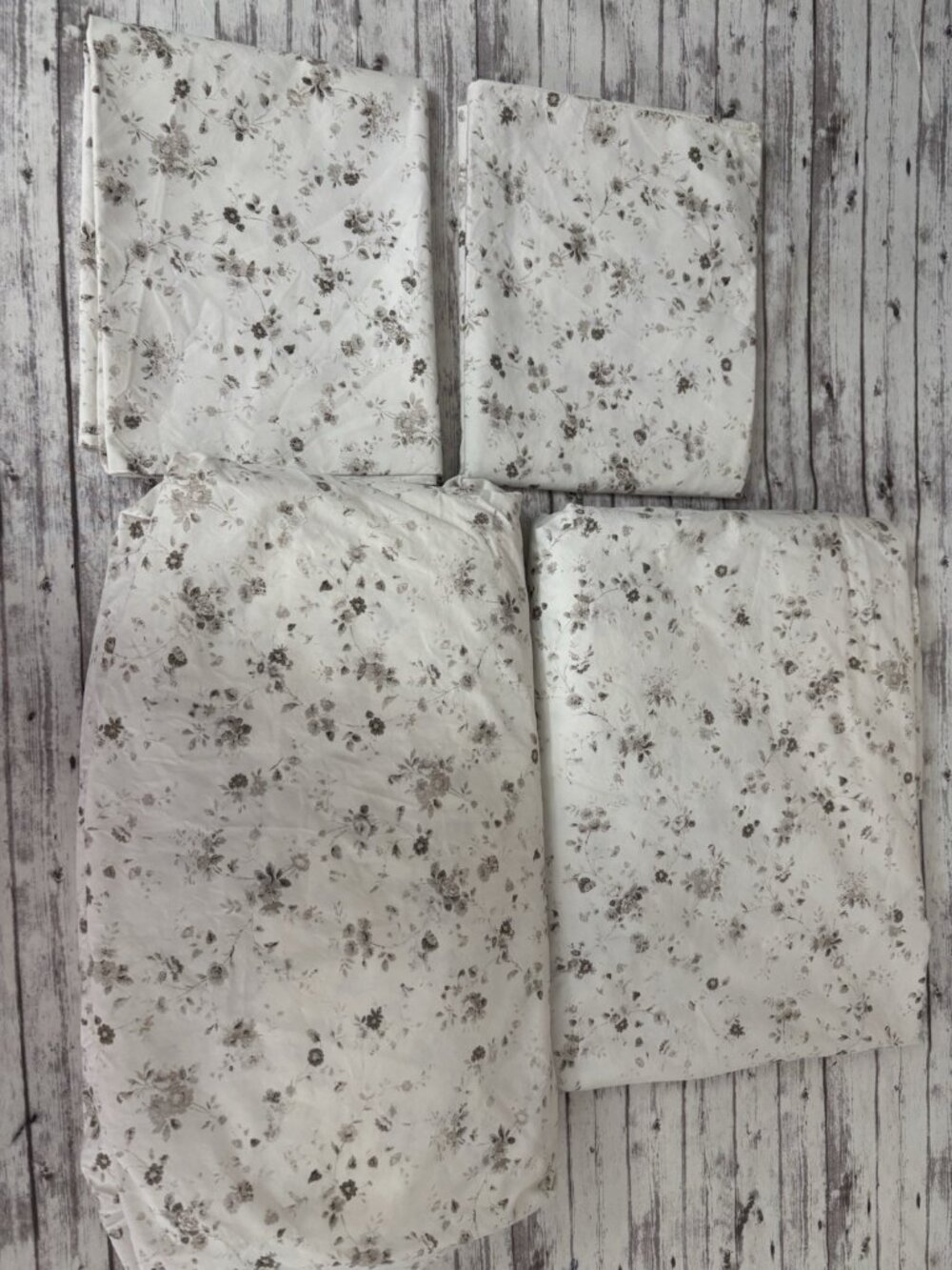 Ralph Lauren Dylan Petite Floral Full Double Sheet SET Taupe Brown‎ Sepia Cotton